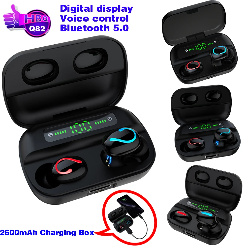 Q82 Bluetooth 5 0 наушники с цифровым дисплеем мини беспроводная стерео игровая