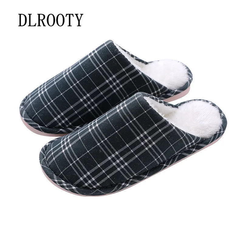 Тапочки мужские зимние теплые тихие Нескользящие плюшевые шлепанцы плоская