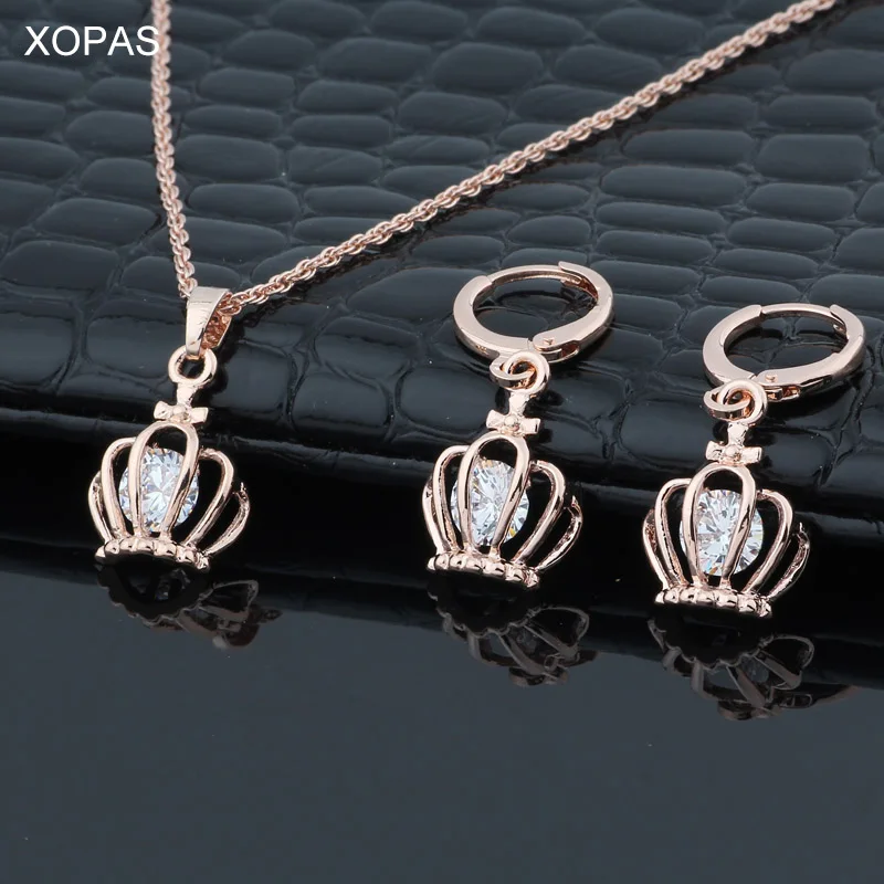 Комплект из колье и серёг под розовое золото 585 пробы|Ювелирные наборы| |