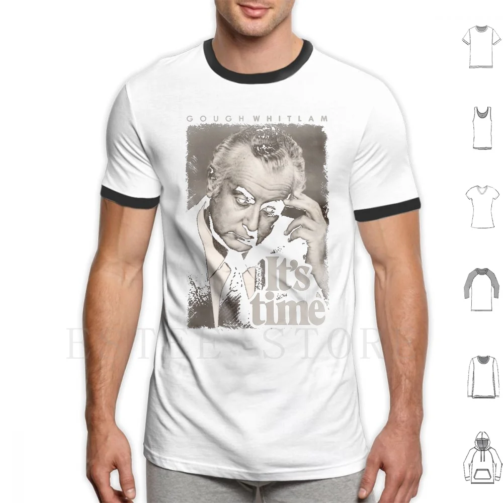 

Футболка с принтом Gough Whitlam-It Time, хлопковая ретро-футболка с принтом