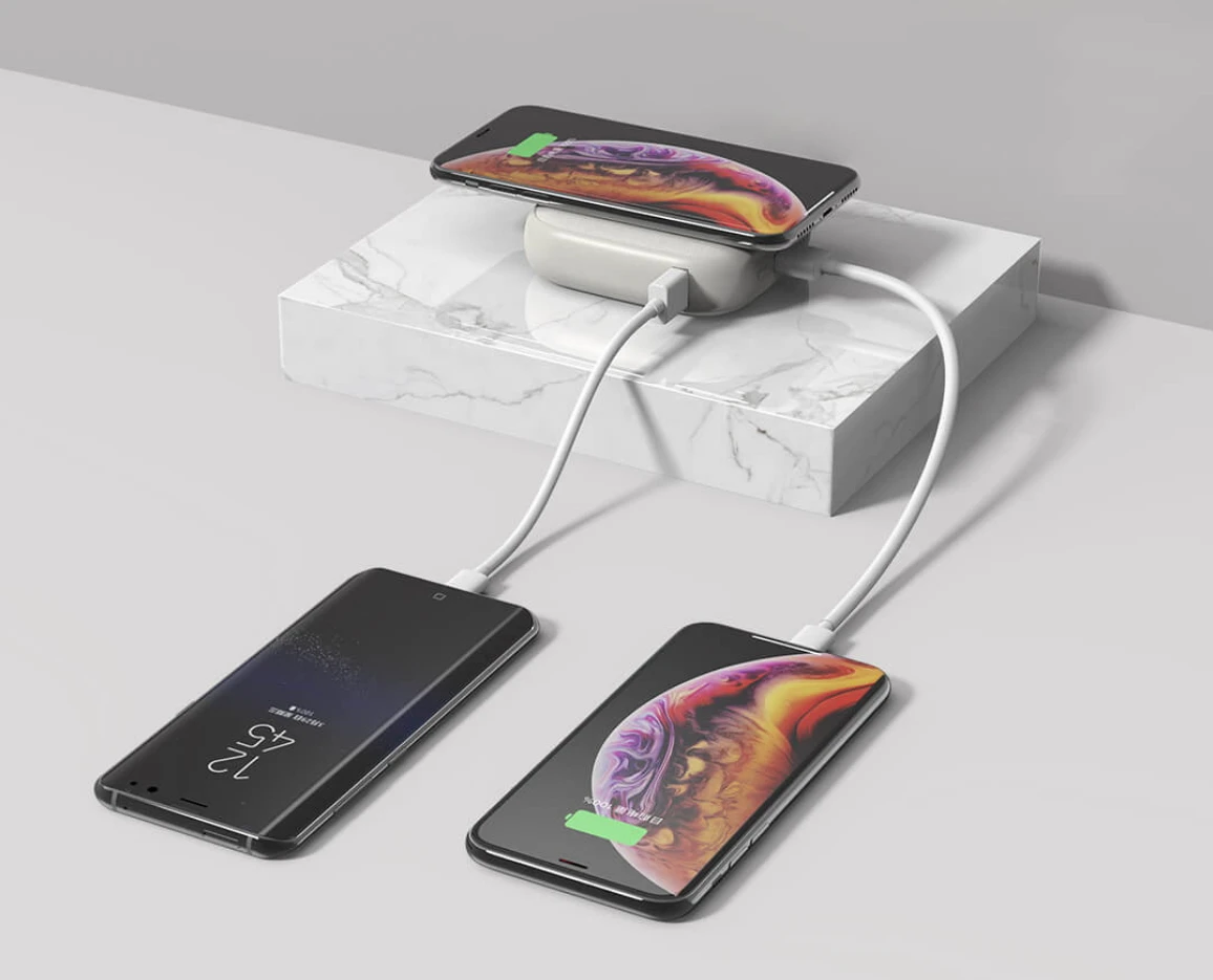 Беспроводное зарядное устройство Xiaomi SOLOVE QI 10000 мАч внешний аккумулятор с двумя USB