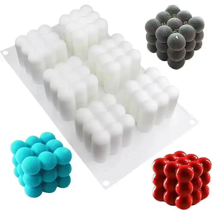 

3D Magic Ball Fondant Silicone Molds Bubbles Cube Mold,Wax Candle Overlapping Sphere Baking Mousse Cake,DIY Chocolate Dessert