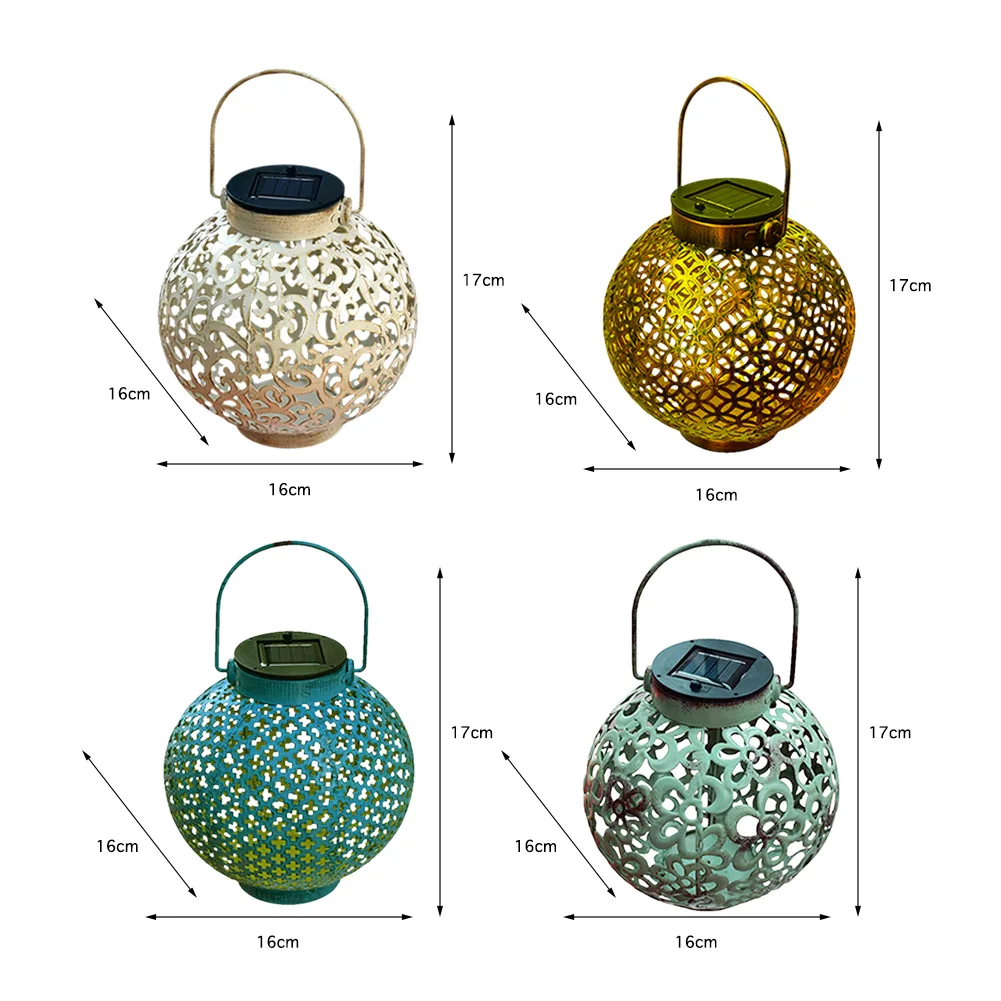 

LED Solar Lantern Light Hollow Lantern Projection Light Wrought Iron Hanging Lamps Waterproof Outdoor Garden Yard Art Decoration