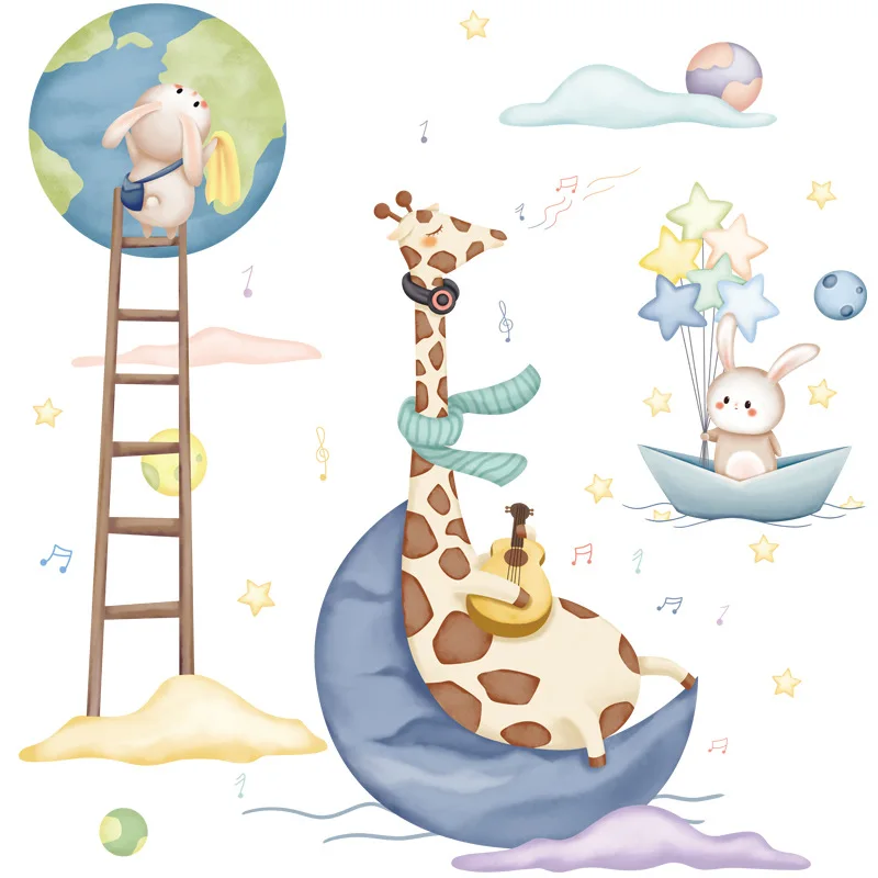 

Cartoon Animals Wall Stickers for Kids Room Bedroom Decor Wallpaper Home Decals Nursery Art Mural Baby Room Decoration Poster