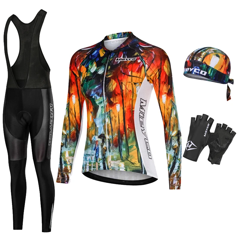 

Женский комплект велосипедной одежды с длинным рукавом, комплект одежды для велоспорта, Спортивная форма, женская одежда для велосипеда, об...