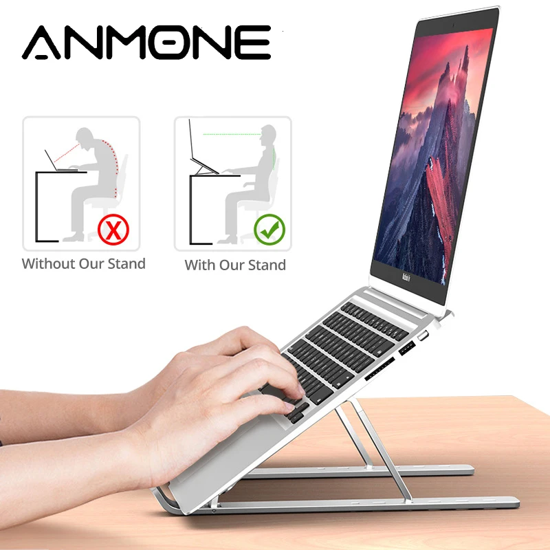 

ANMONE Portable Laptop Stand Metal Holder For Lenovo HP Macbook Desktop Mount Adjustable Computer Base Notebook Bracket Cooling