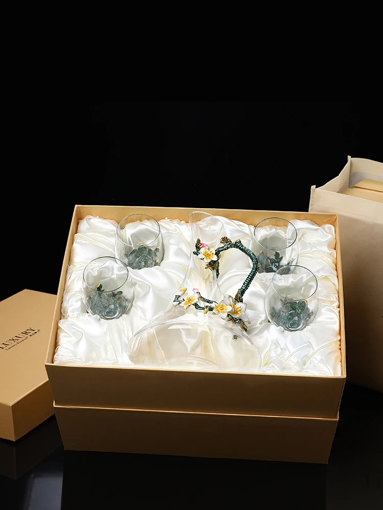 Бессвинцовый хрустальный бокал для красного вина набор графинов эмалевые Ирисы