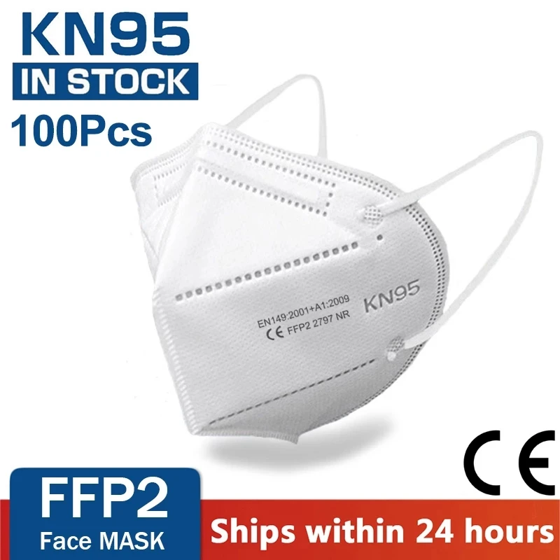 Маска для лица KN95 5 слоев фильтр Пылезащитная маска PM2.5 FFP2 из нетканого материала