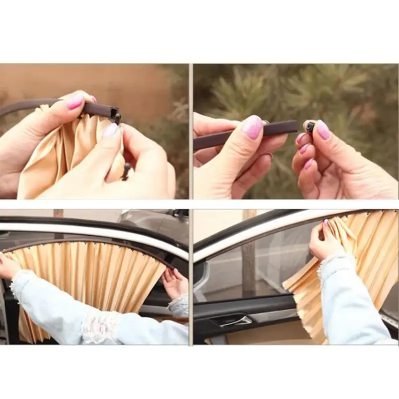 

X7AE Car Window Magnetic Track Car Curtain Hanging Magnetic Adsorption Universal Car Sunshade 4Pcs