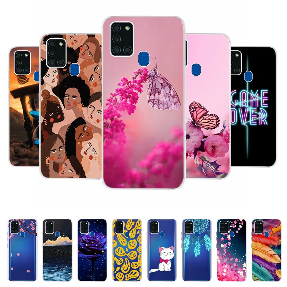 Милый чехол для телефона Samsung Galaxy A21S силиконовый мягкий прозрачный из ТПУ A 21 S A21
