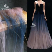 soft mesh tulle fabric dark blue pink gradient diy various decor scarf skirt veil wedding dress fashion lace designer fabric