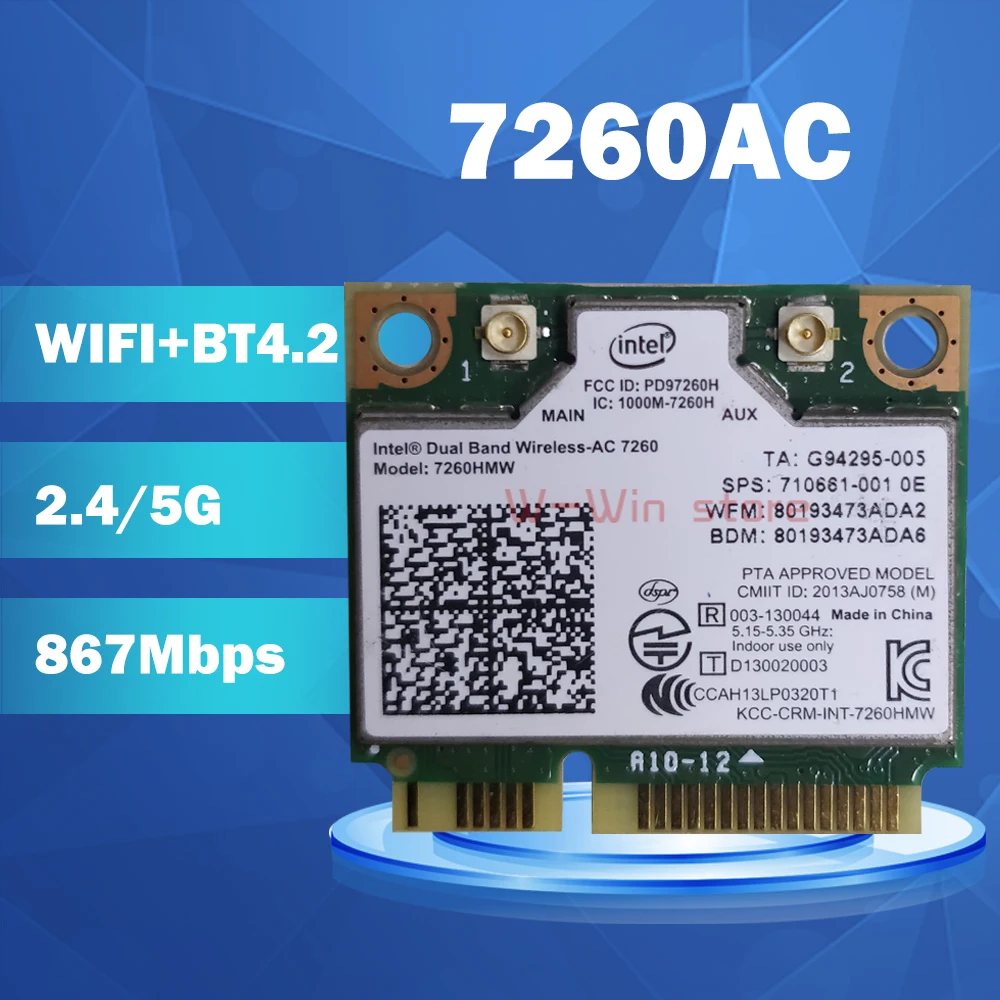 Двухдиапазонная Беспроводная-AC7260 7260HMW 7260AC 7260HMWAC half Mini PCI-e BT4.0 беспроводная карта