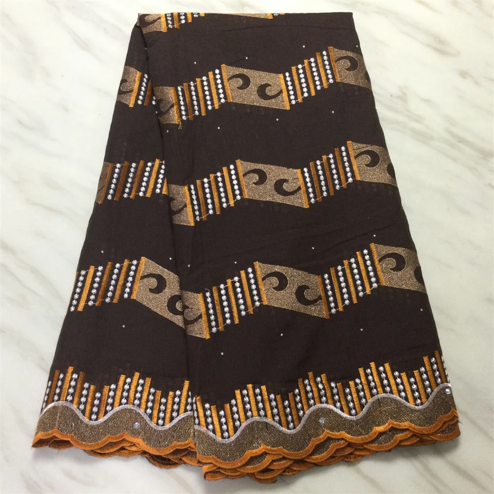 Дешевая популярная африканская кружевная ткань 100% хлопок 2021 вышивка с камнями