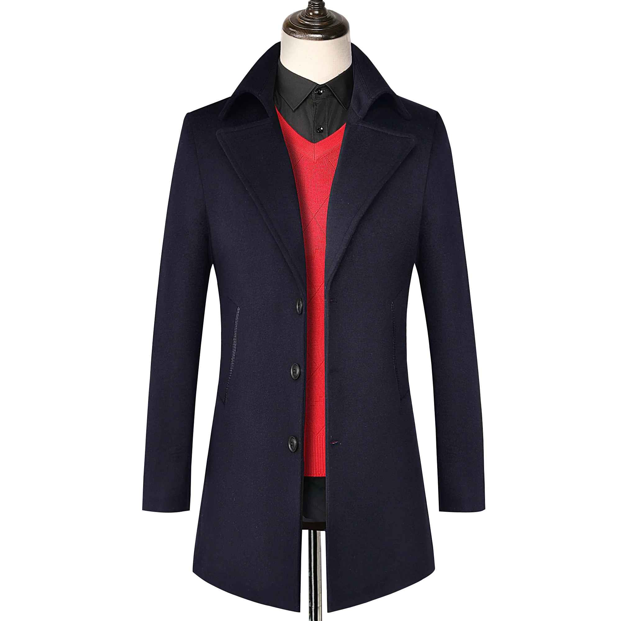 Мужской Тренч новинка 2019 модное мужское длинное шерстяное пальто Осень зима