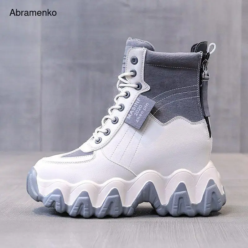 

2020 Winter Women Fashion Ankle Boots 10cm Height Increasing Platform Boots Brand Women's Chunky Gladiator Boots New Woman Shoes