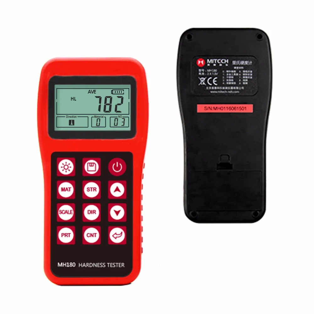 

Mitech MH180 Portable Handheld Leeb Hardness Meter 170~960 HLD 100 Group Data Memory EL Background Light Support Micro printer