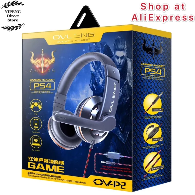 

P2 Wired Gaming Headphone E-Sports with Mic Stereo Surround Sound HiFi Headset for PS4 PC Laptop 3.5mm Jack HD Voice