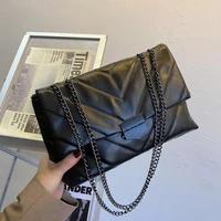 luxury black pu leather crossbody bags for women 2021 fashion lady shoulder messenger bag purse square handbags bolso mujer