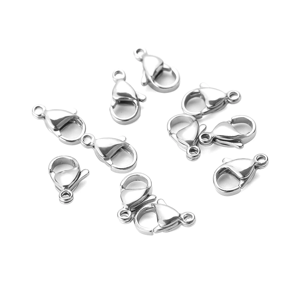 Застежки карабины для браслетов и ожерелий из нержавеющей стали 10/11/12/13/15 мм 50