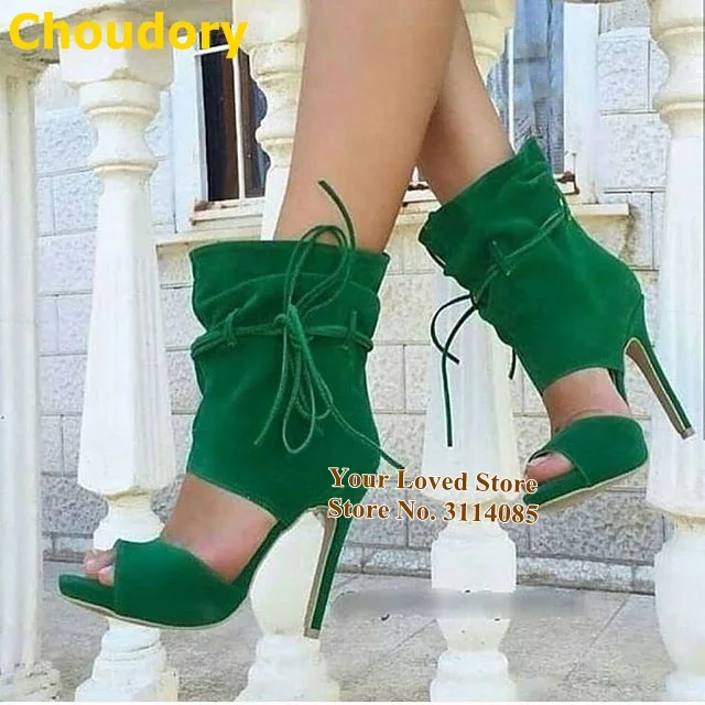 Одежда высшего качества зеленого и черного цвета Зимние Замшевые ботильоны на