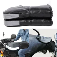 1 Pair PU Leather Motorcycle Handlebar Gloves Hand Fur Muffs Winter Thermal Warm Mitts Motorbike Accessories