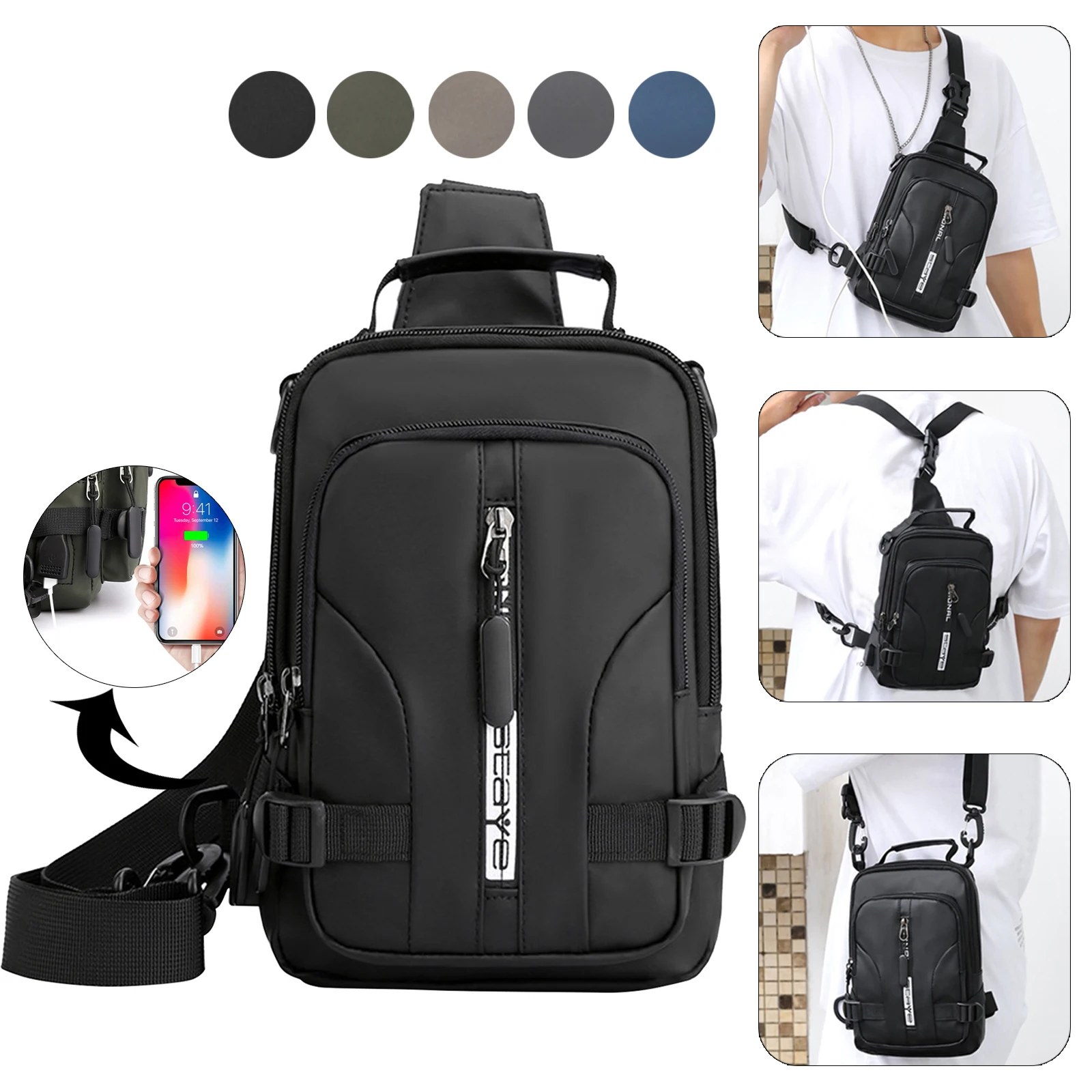 

Tactical Chest Bag Outdoor Men Backpack Rucksack Cross Body with USB Charging Port Hunting Daypack Single/Double Shoulder Bag