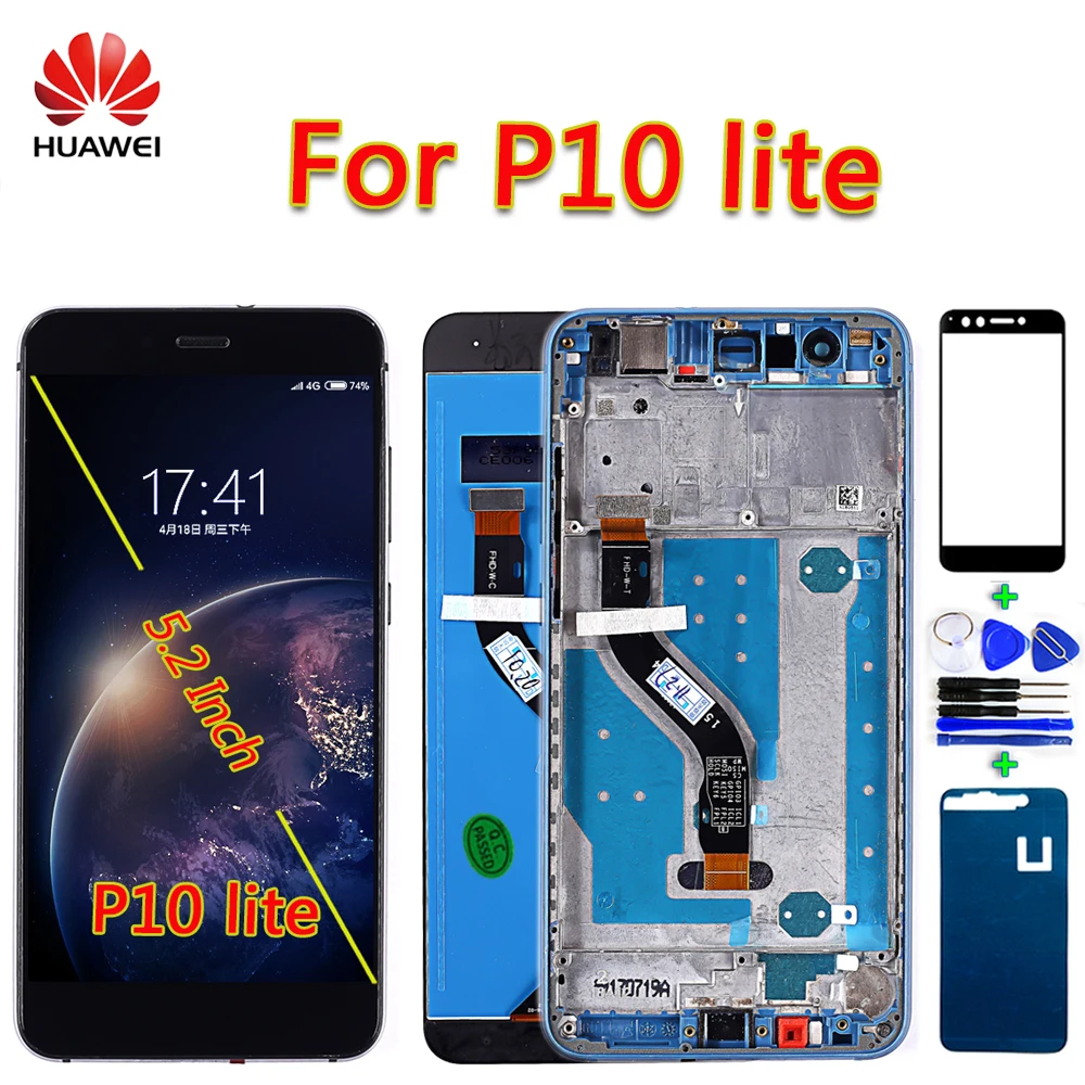 Huawei P10 Lite ЖК-дисплей сенсорный экран 5,2 дюймов дигитайзер сборка 1920*1080 рамка с бесплатной стеклянной пленкой Fansu1 P10 LITE ЖК
