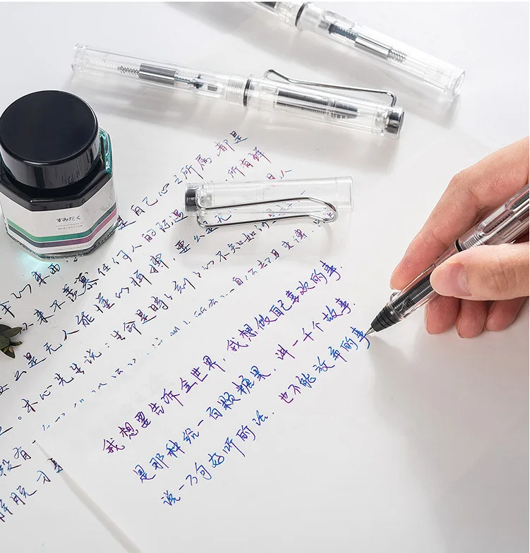 

2Pcs 0.38mm/0.5mm Transparent White Business Office Fountain Pen Replaceable ink Sac Student School Writing Stationery Supplies