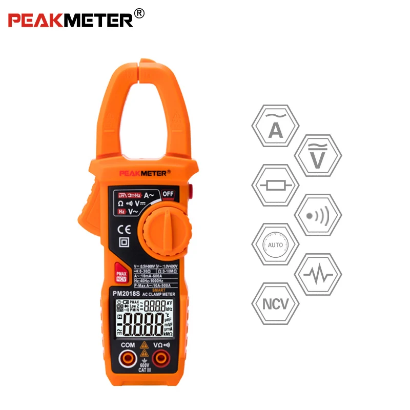 PEAKMETER PM2018S Портативный Умный Цифровой мультиметр переменного тока Измеритель