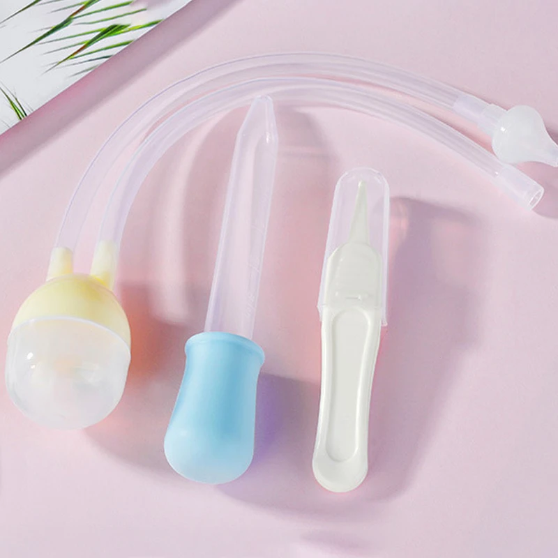 Juego de aspirador Nasal para beb&eacute;, en forma de U, Anti-reflujo, seguridad de silicona + PP, limpiador de nariz para beb&eacute;, traje de cuidado infantil de paja suave-1