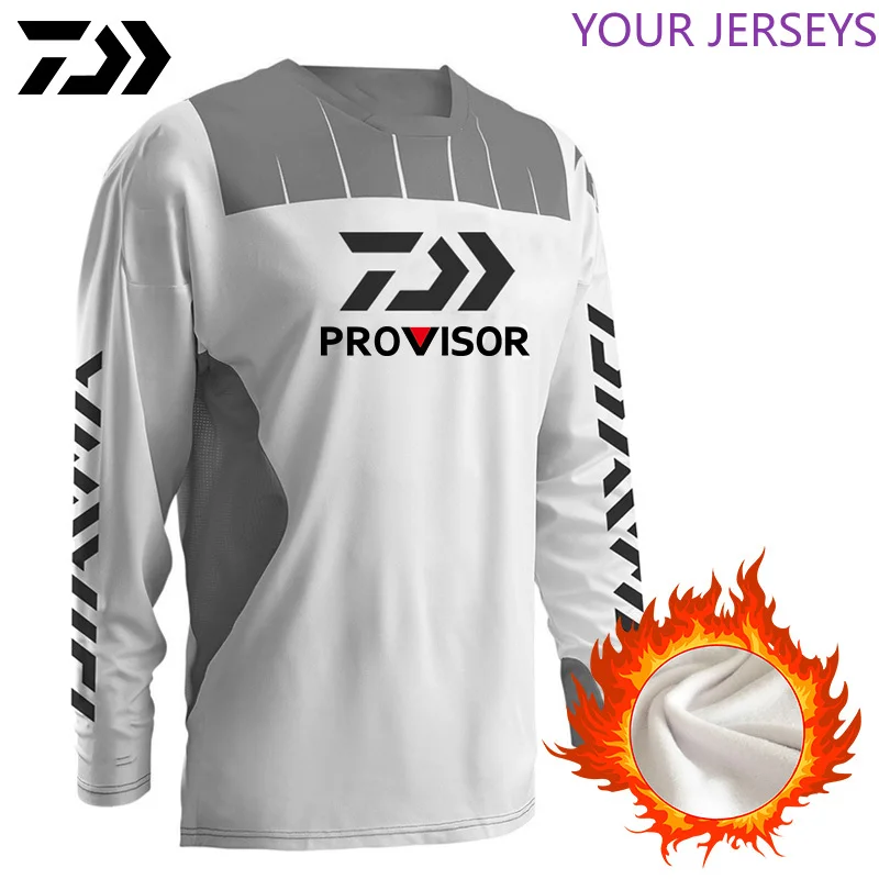 

2022 New DAWA Winter Fleece Fishing Cycling Jersey Man Long Sleeve Fishing Clothes Sweater Thermal Underwear Fishing Clothing