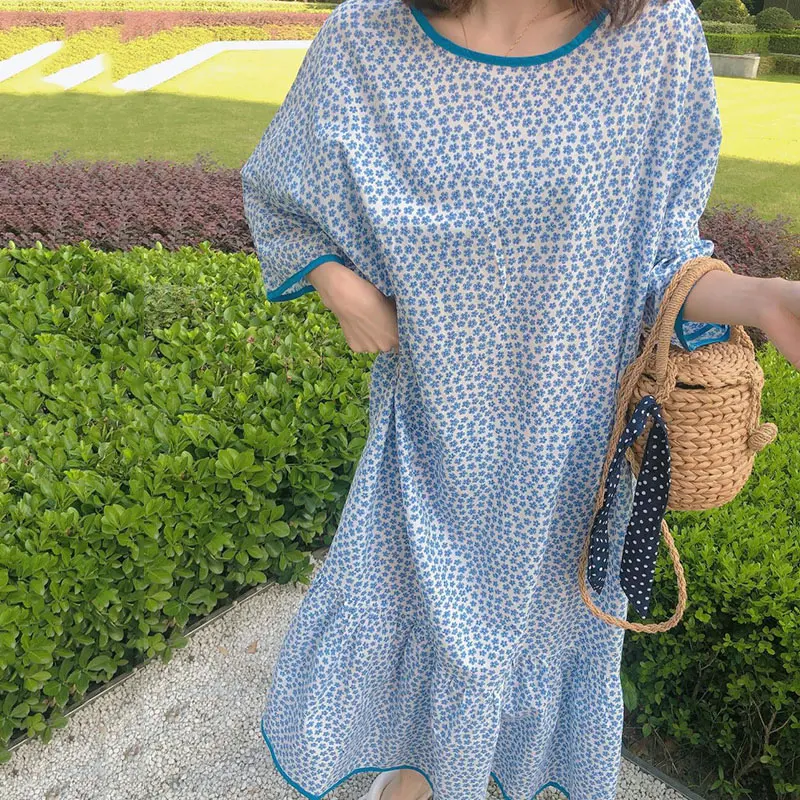 

XITAO Plus Size Dress Fashion Pleated Hem Goddess Fan Casual Style Pot 2021 Summer Minority Loose Elegant Dress WMD1424