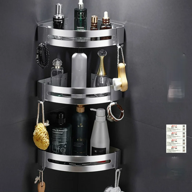 Угловая полка для ванной комнаты настенная алюминиевая мыла посуды душа