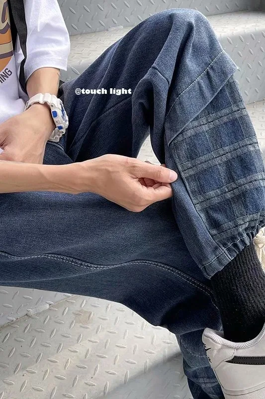 

ins jeans fashion brand insp handsome versatile drawstring Korean fashion Capri casual streetwear cheap clothes china hiphop