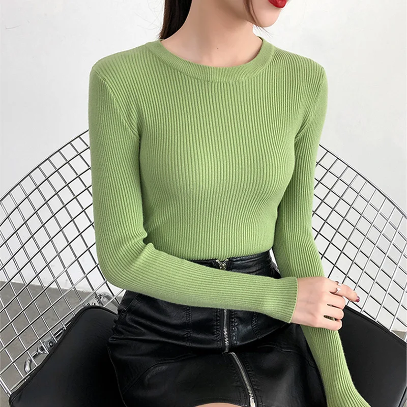 

2020 autumn winter basic v-neck solid Sweater Pullover Women Female Knitted sweater slim long sleeve sweater Ladies Top cheap