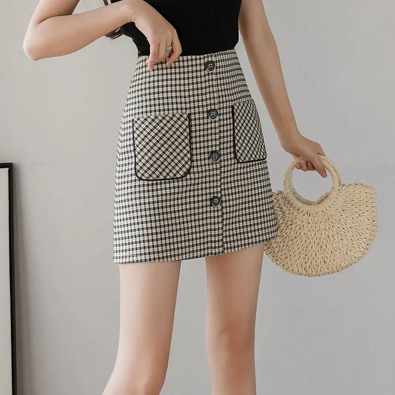 

2020 Autumn and Winter Tartan Skirt A- Line Dress Retro High Waist Skirt Woman Skirts Mujer Faldas Saias Mulher
