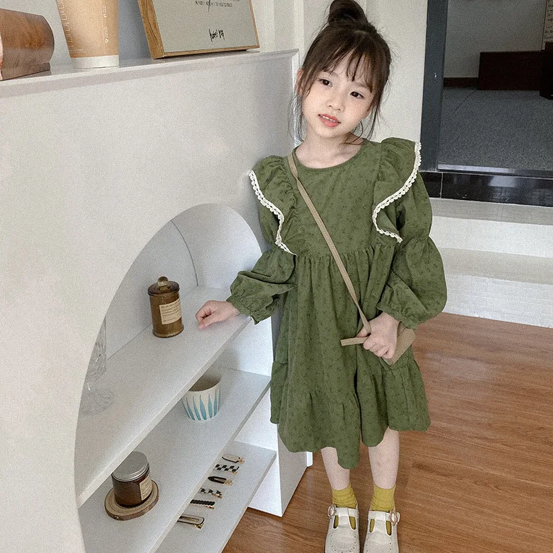 

2021 Children’s Winter Version of The New Korean Fashion Trend of Comfort In Little Girls Floral Dress Fall Clothes for Kids