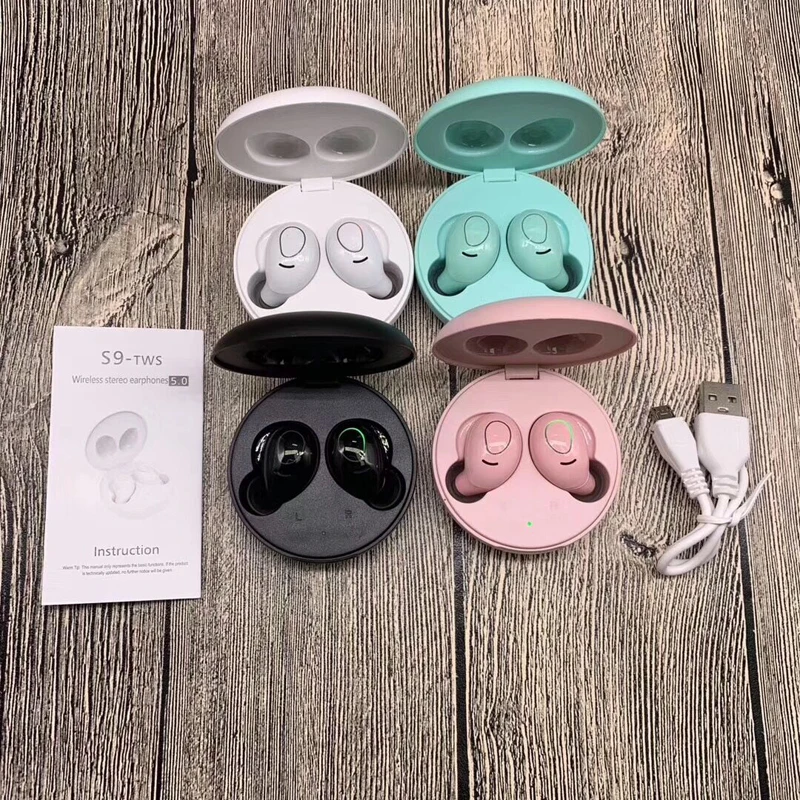 Macaron карамельный цвет S9-TWS Bluetooth гарнитура Hi-Fi стерео наушники V5.0 Поддержка