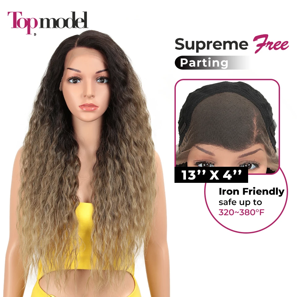 TOPMODEL Synthetic Lace Front Wig 30 Inch Ombre Blonde Wig 13x4 Curly Wig  For Black Women Synthetic Lace Front Wig Cosplay Wigs