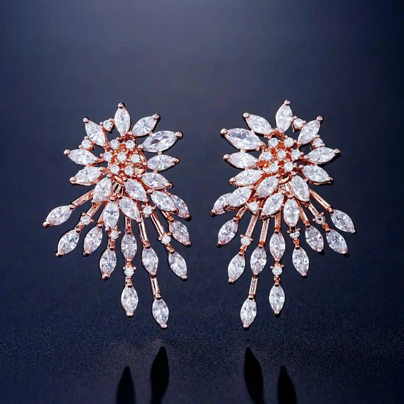 Rose Gold Color UILZ классические серьги-гвоздики с кубическим цирконием для женщин, свадебные серьги, свадебные украшения для невесты, подружки невесты, выпускного вечера UE544 - Окраска металла: Rose Gold Color