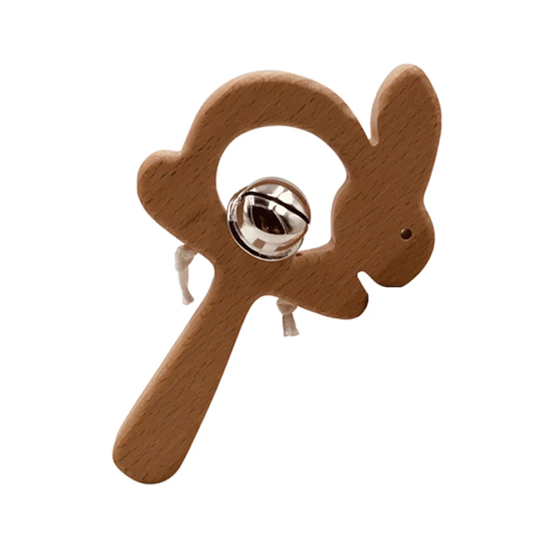 Kissteether-mordedor de oso oblicuo de madera para beb&eacute;, sonajeros de dentici&oacute;n Natural, juguete de agarre, regalo para Baby Shower-5