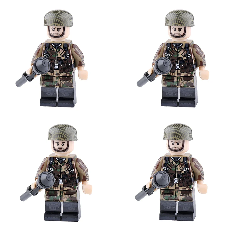 S21-4PCS WW2 военная армия солдат фигурки строительные блоки Minifigs армейский солдатский шлем оружие шарф аксессуары Кирпичи игрушки для детей - Цвет: S21-4PCS