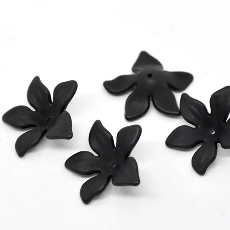 Модные Матовые акриловые бусины 8 сезонов прозрачные черные в виде цветка лилии