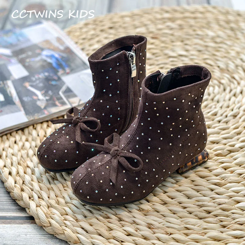 Coffe CCTWINS/детская обувь; коллекция года; сезон осень; модная замшевая обувь для малышей; Модные ботильоны для девочек; детская обувь с бабочками; FB1666 - Цвет: Coffe