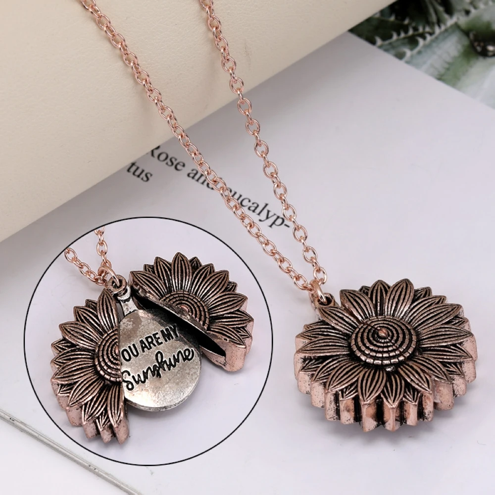 Hot Sale Personality Sunflower Pendant Necklace Open Multilayer Letter Tag&quotYou Are My Sunshine&quotPendant Jewelry Dropshipping |