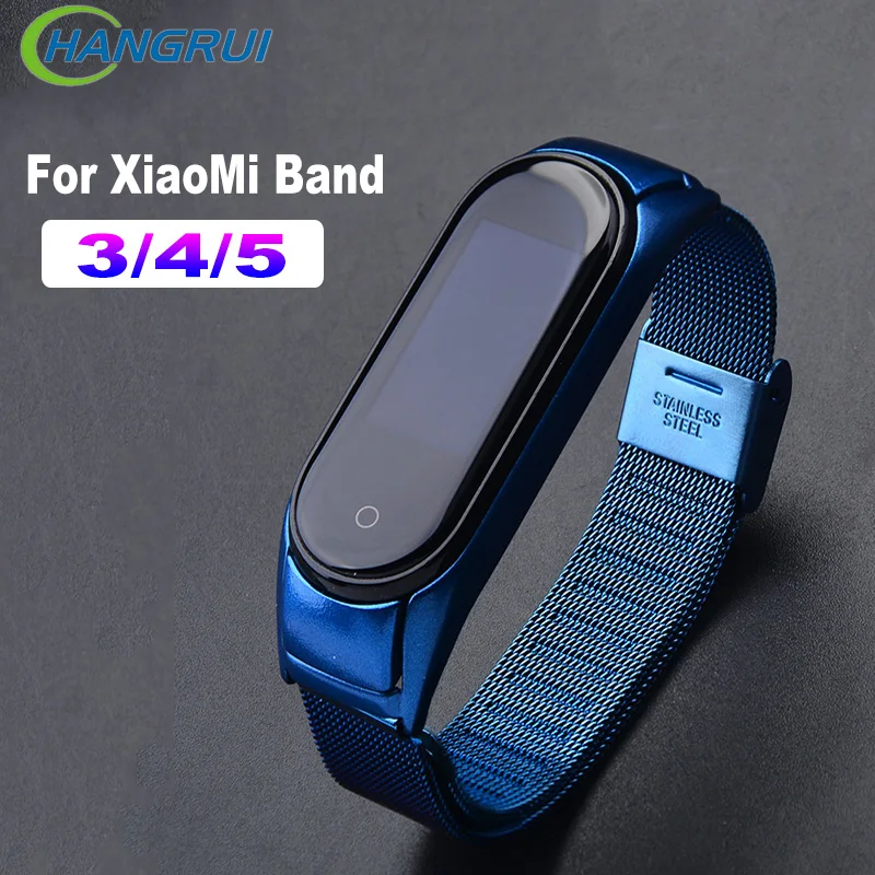 Ремешок из нержавеющей стали для XiaoMi Mi Band 5 металлический ремешок Band5 наручный Miband