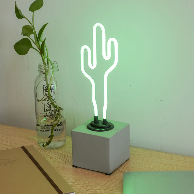 Неоновая стеклянная вывеска в виде кактуса рекламная 3D неоновая лампа