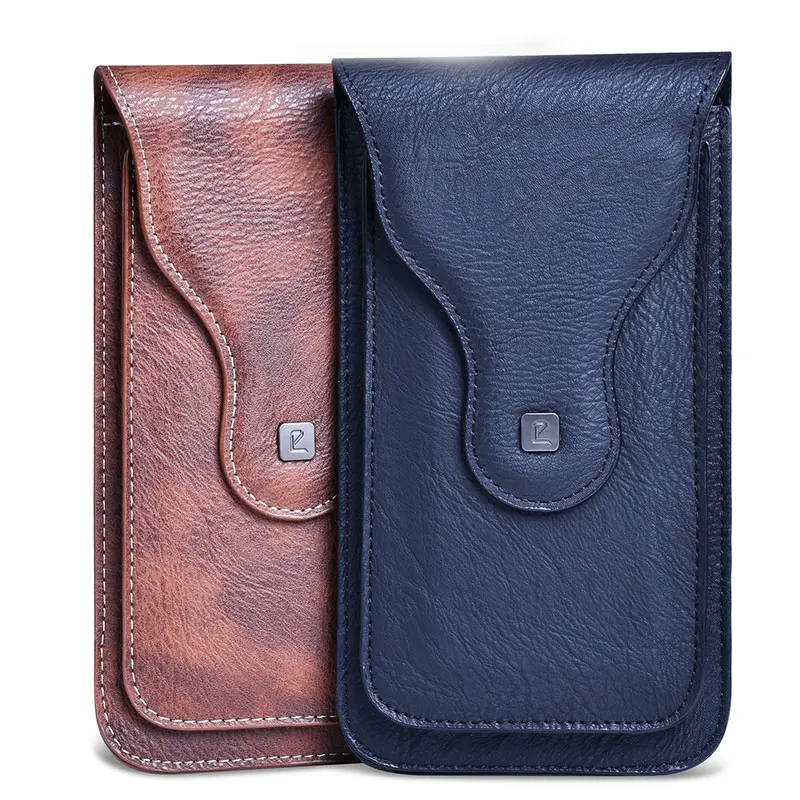 

Fashion PU Leather Solid Color Funny Packs Universal Waist Bag Phone Bag For Men Travel Outdoor Belt Bag Clip Protection Case