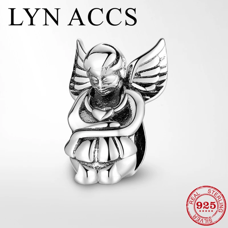 Созерцательный 925 пробы ангела серебряные крылья Ангела бусины очарование