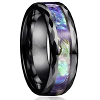 8mm unisex rings colorful faceted alloy abalone shell men finger ring women wedding birthday gift accessories